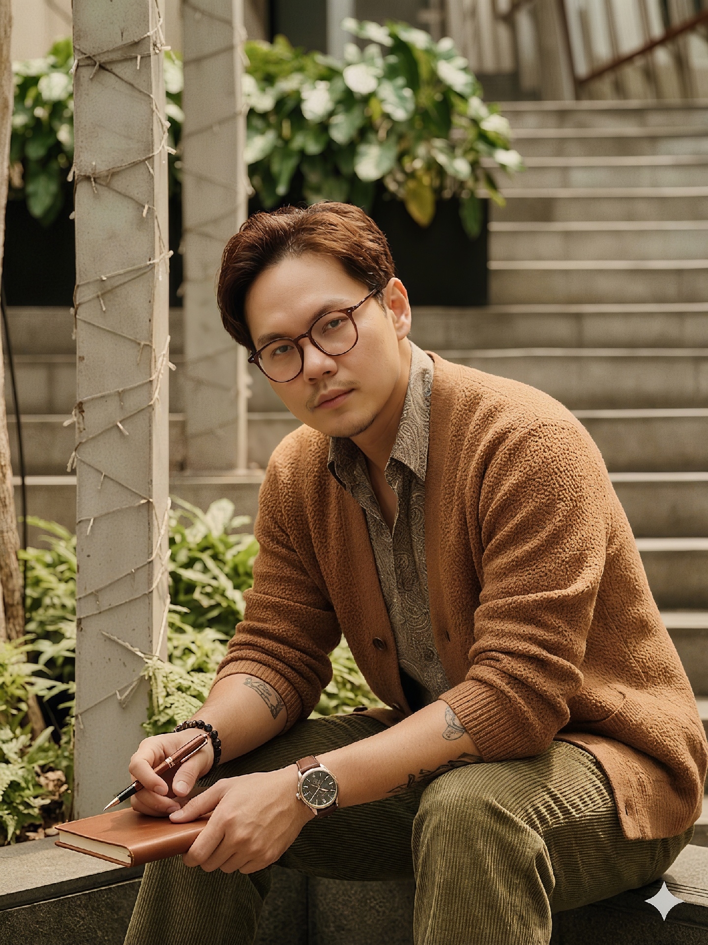Ken seated with a notebook in a calm advisory portrait
